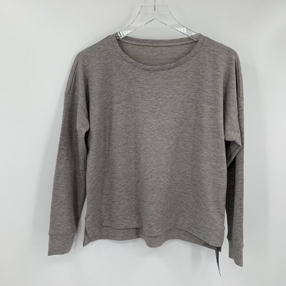 Onzie high low sweatshirt heather gray women long sleeve new Medium - Picture 1 of 5